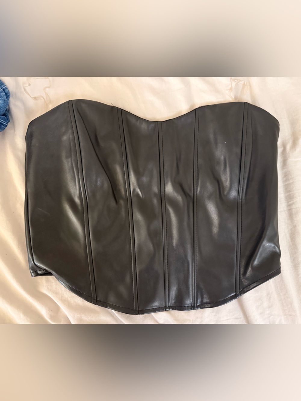 Fashion Nova Black Faux Leather Bustier Mini Skirt